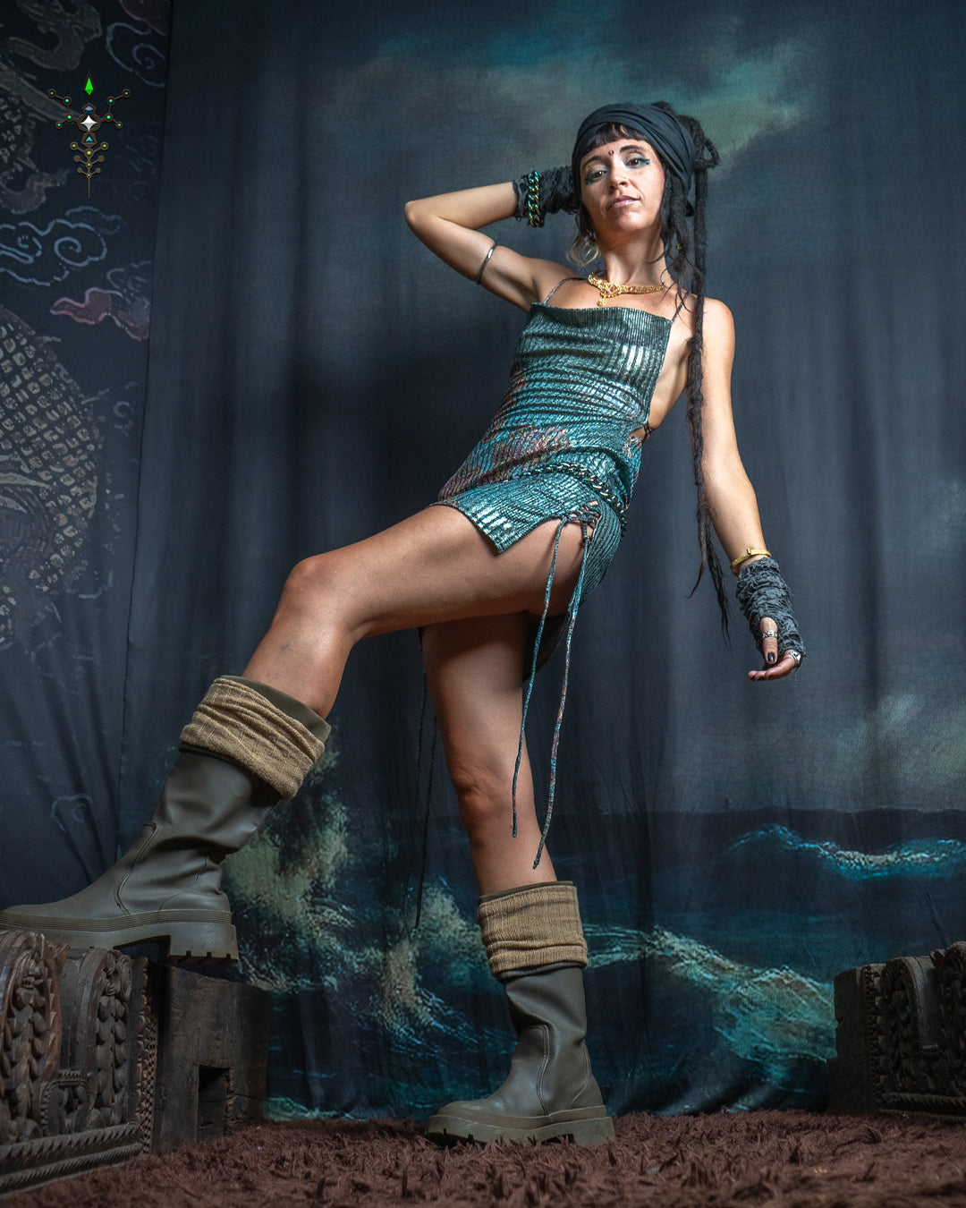 Mini BOMB DRESS / Silver Strippes Knits - ATLANTIS